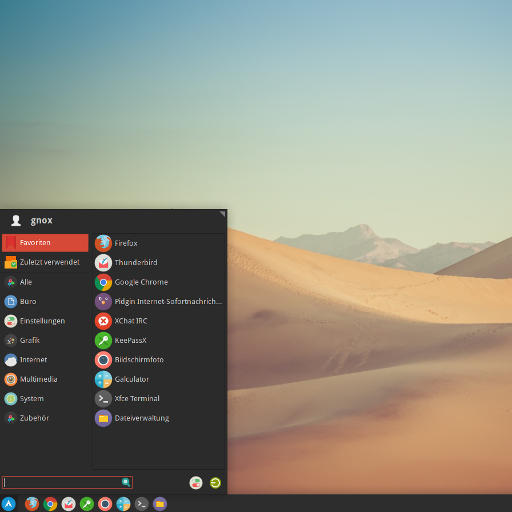 XFCE und Numix: Whisker Menu Dark Theme